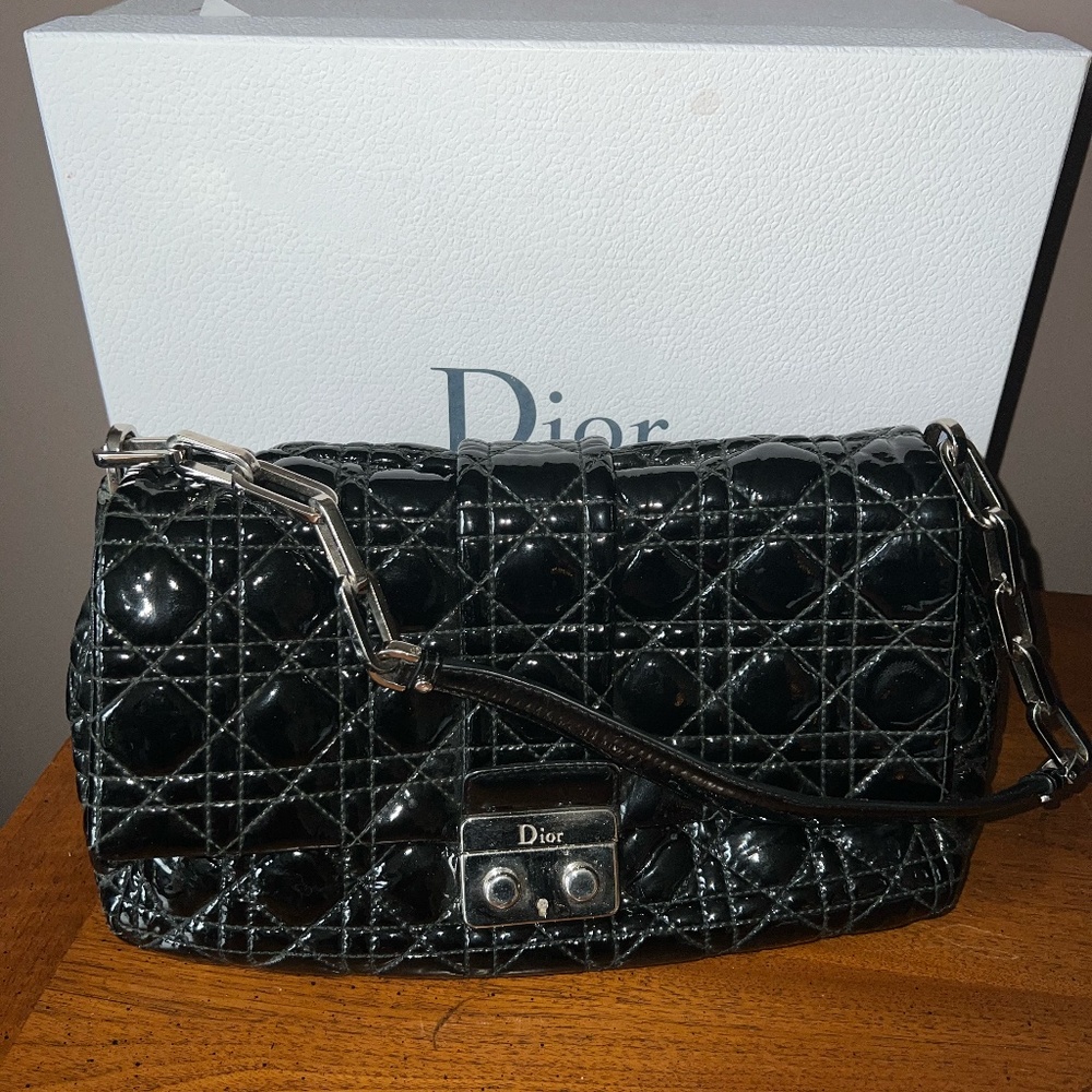 DIOR Miss Dior Flap Cannage black patent Flap Bag
